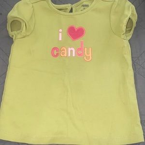 Girls Gymboree tee I love candy heart green sz 3T